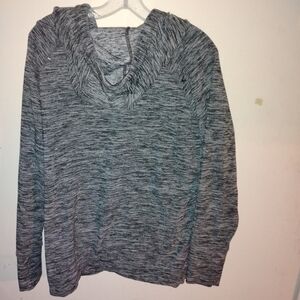 Lukka Lux Hoodie Jacket Large Black White Stripe Neon Pink Zip Thumbholes Gym